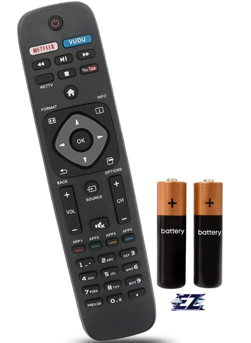 PopZa NH500UP Replacement Remote Control for Philips TV 32PFL4902/F7, 40PFL4901/F7, 43PFL4901/F7, 50PFL5602/F7, 55PFL5602/F7, 65PFL5602/F7, 75PFL66601/F7 with battery - Image 1