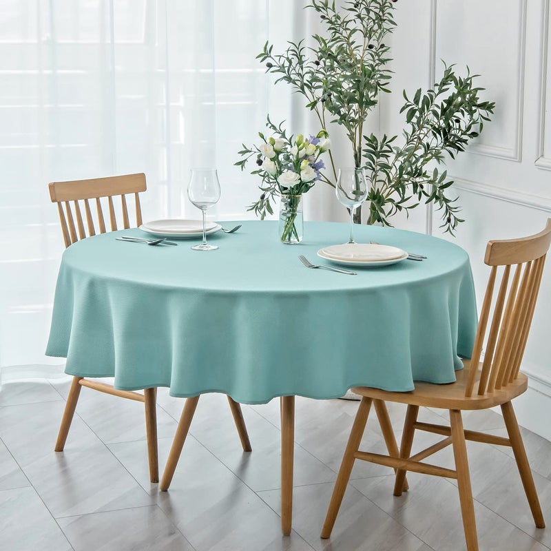 maxmill Round Textured Tablecloth SpillProof Wrinkle Free Soft Jacquard Table Cloth for Round Table Cover for Dining Room Buffet Banquet Parties Holiday Dinner 70 Inch Turquoise
