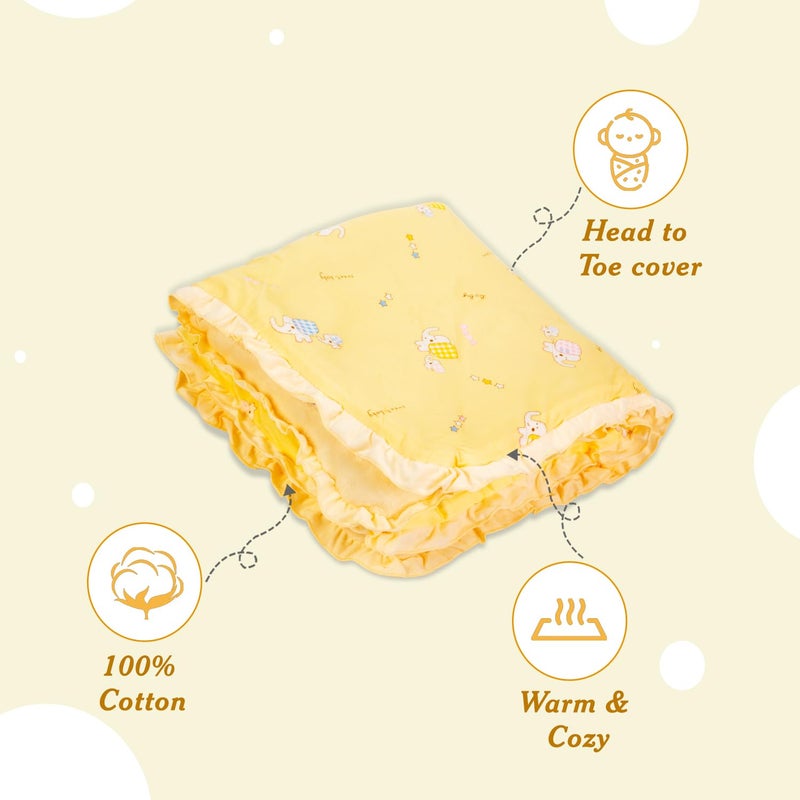Mee Mee Baby Warm and Soft Swaddle Wrapper Hooded with Double Layered Hood Blanket for Newborn Babies | Light Weight | Easy Maintenance | Full Coverage | Yellow | 6+ Months | 480 Grams | - Image 2