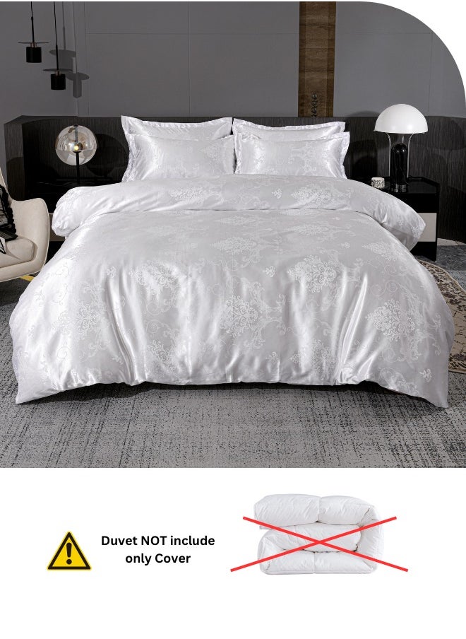 LUNA Home Satin Jacquard King size 6 piece duvet cover set, white bohemia style bedding set.  - Image 5