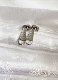 LUNA Home Satin Jacquard King size 6 piece duvet cover set, white bohemia style bedding set.  - Image 2