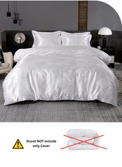 LUNA Home Satin Jacquard King size 6 piece duvet cover set, white bohemia style bedding set.  - Image 5