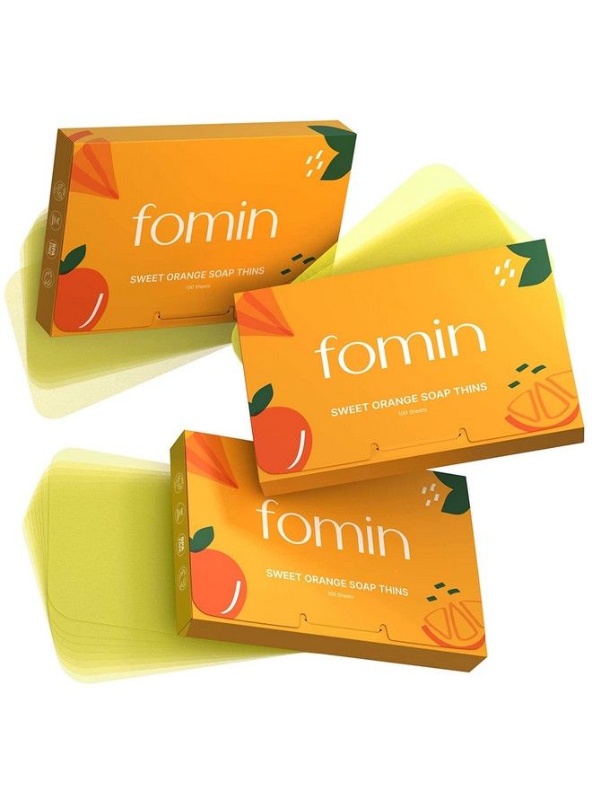 FOMIN أوراق صابون ورقية مضادة للبكتيريا لغسل اليدين (300 ورقة) صابون برتقالي محمول للسفر أوراق صابون قابلة للذوبان للتخييم صابون مصغر أوراق صابون محمولة - Image 2