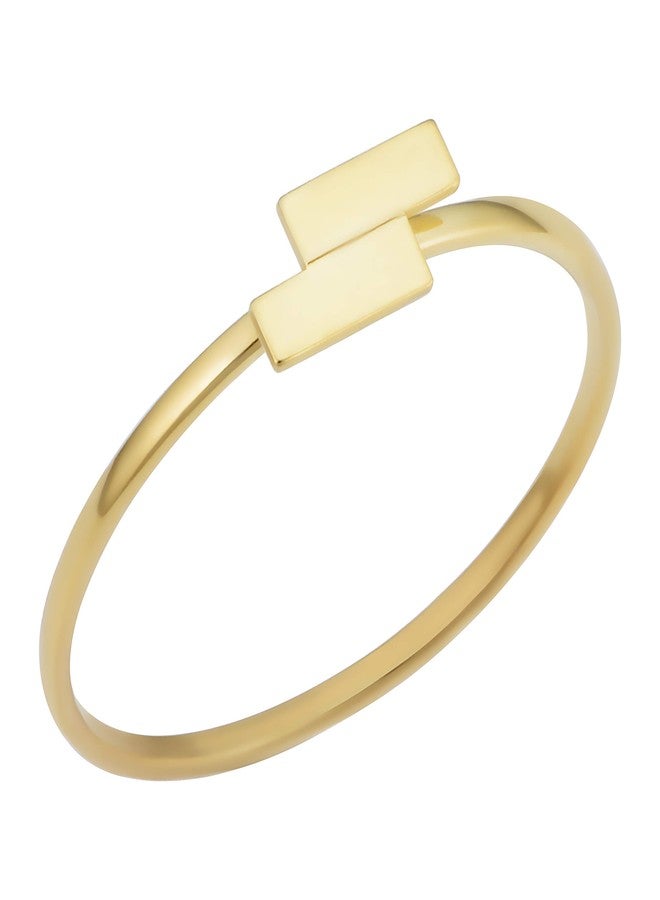 Kooljewelry 14k Yellow Gold Minimalist Double Bar Ring (size 8) - Image 1