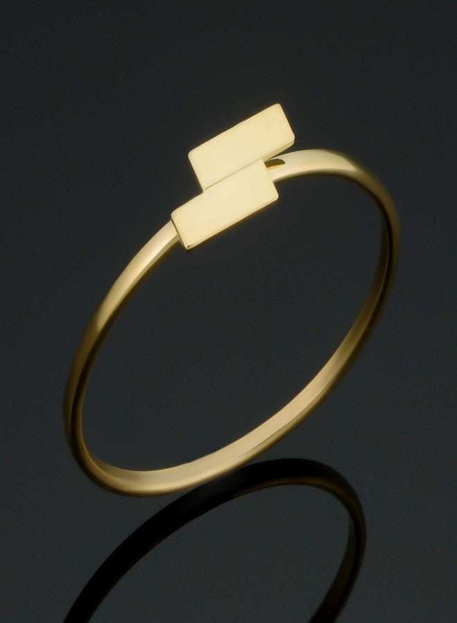 Kooljewelry 14k Yellow Gold Minimalist Double Bar Ring (size 8) - Image 2