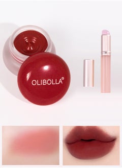 OLIBOLLA Lip & Cheek Blurry Pudding Pot with Silicone lip brush, Multi-Purpose Velvet Matte Cream for Buildable Color, Lightweight Formula for Lasting Look & Concealing Lip Lines  - Image 1