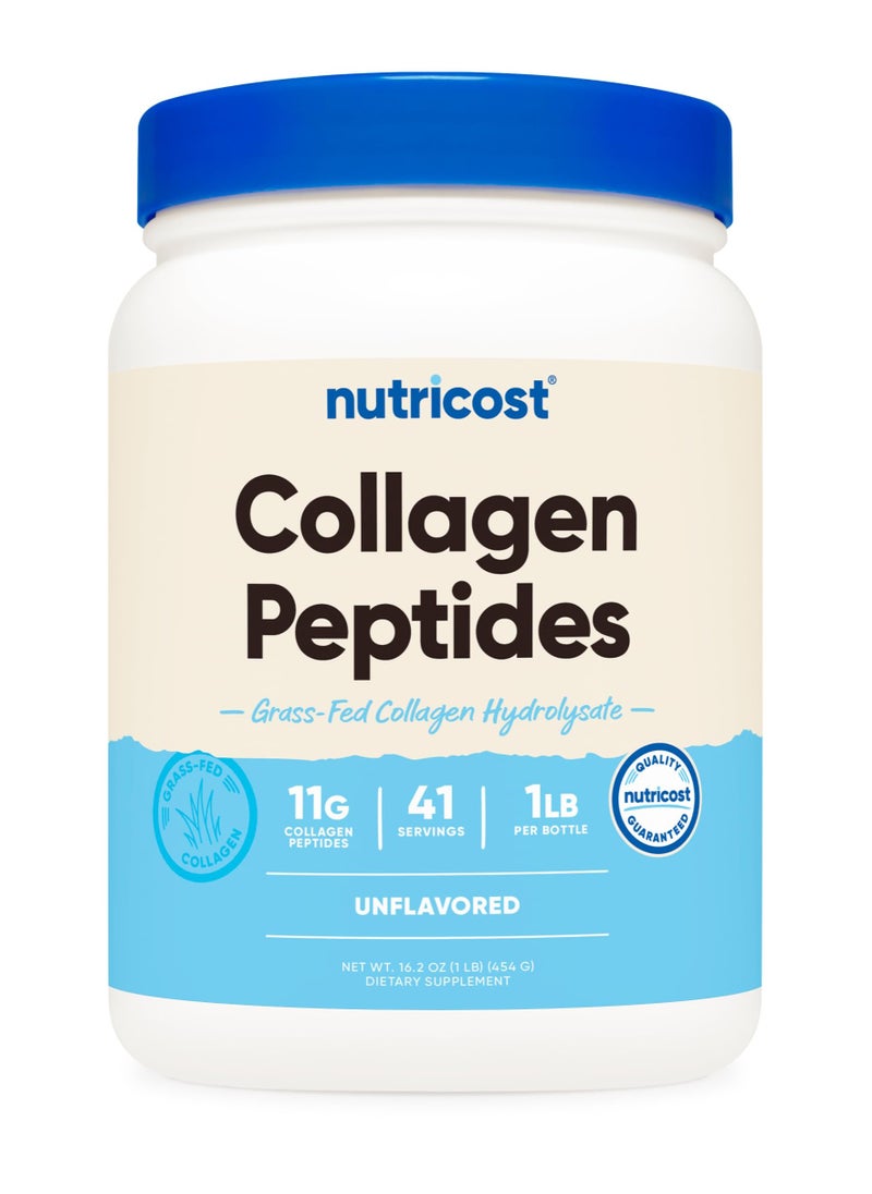 Nutricost - Collagen Peptides, Grass Fed Collagen Hydrolysate 11 G Collagen Peptides| 41 SERVINGS | 1 LB Per Bottle,Unflavored Net WT 16.2 oz (1 LB) (454 G) - Image 1