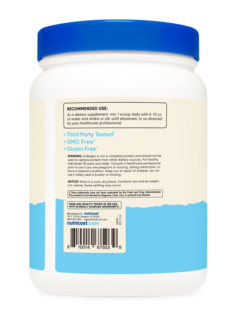 Nutricost - Collagen Peptides, Grass Fed Collagen Hydrolysate 11 G Collagen Peptides| 41 SERVINGS | 1 LB Per Bottle,Unflavored Net WT 16.2 oz (1 LB) (454 G) - Image 1