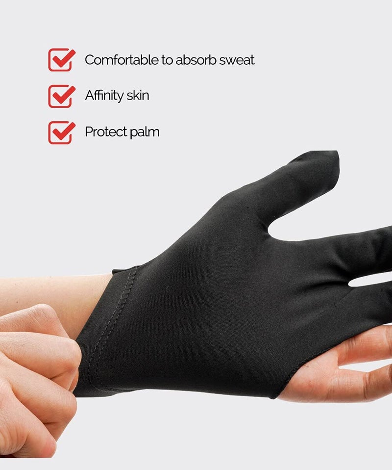 JBB Snooker and Pool Billiards Predator Spandex Gloves in Black Color (5 Pieces) - Image 2