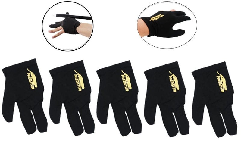 JBB Snooker and Pool Billiards Predator Spandex Gloves in Black Color (5 Pieces) - Image 1