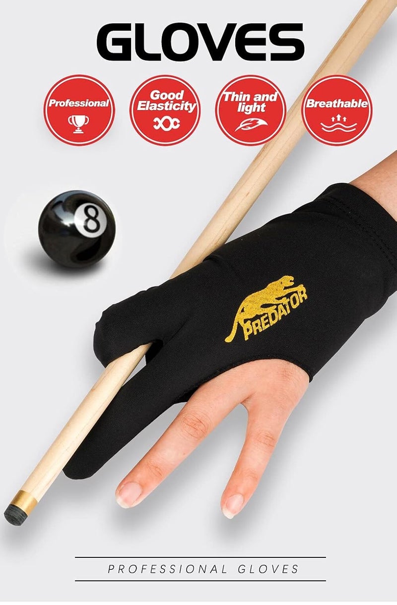 JBB Snooker and Pool Billiards Predator Spandex Gloves in Black Color (5 Pieces) - Image 4