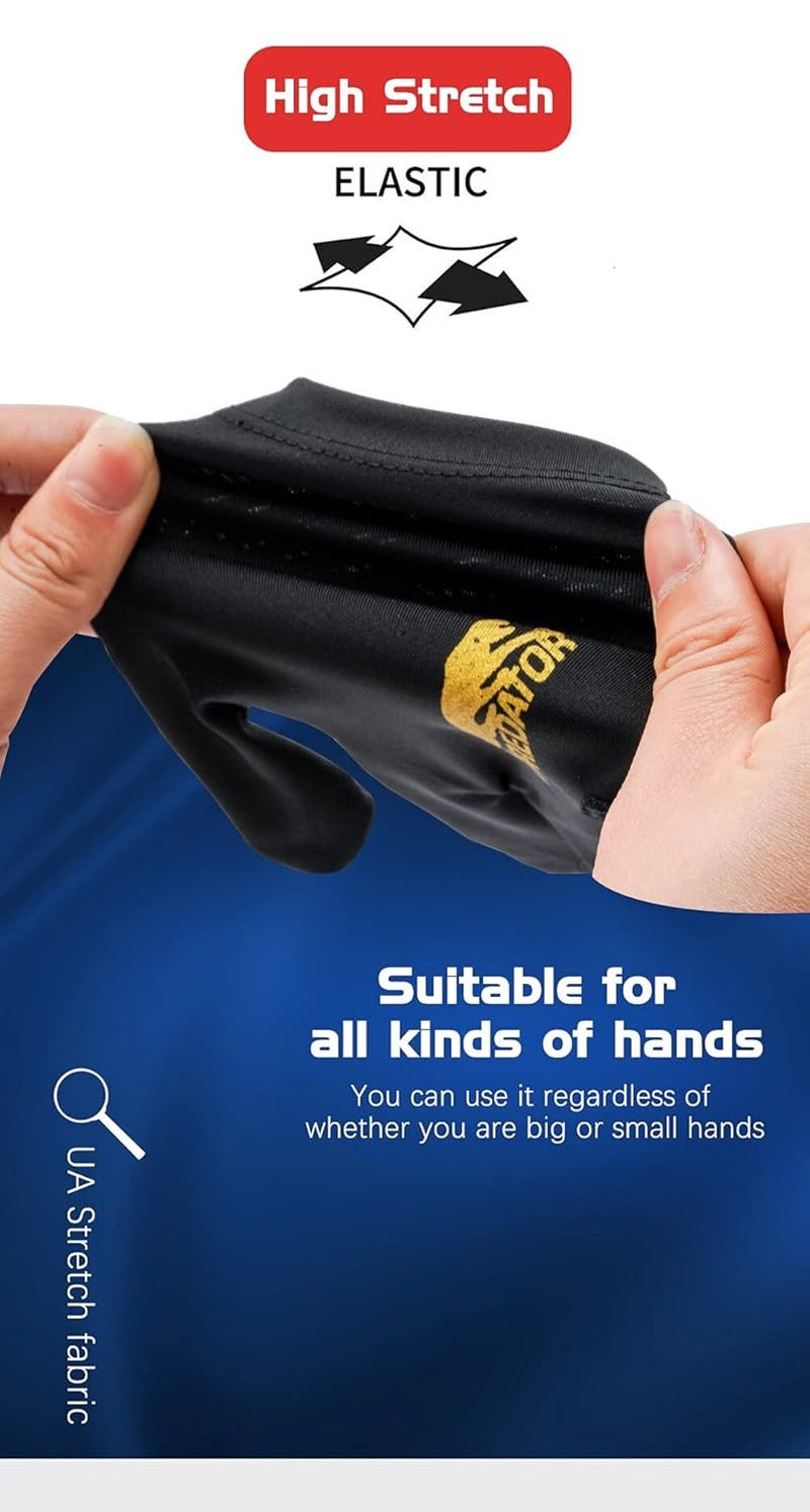 JBB Snooker and Pool Billiards Predator Spandex Gloves in Black Color (5 Pieces) - Image 3