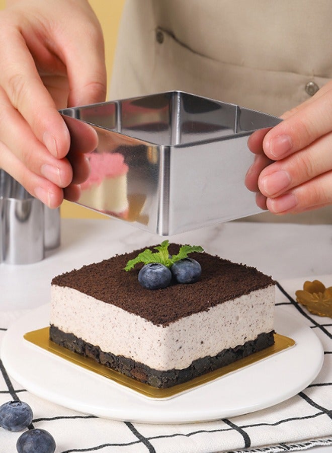 Morlife 2 Piece 4 Inch Square  stainless steel mousse cake mould - Image 2