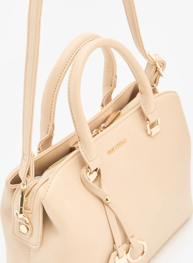 Flora Bella By Shoexpress Textured Tote Bag with Double Handle and Zip Closure