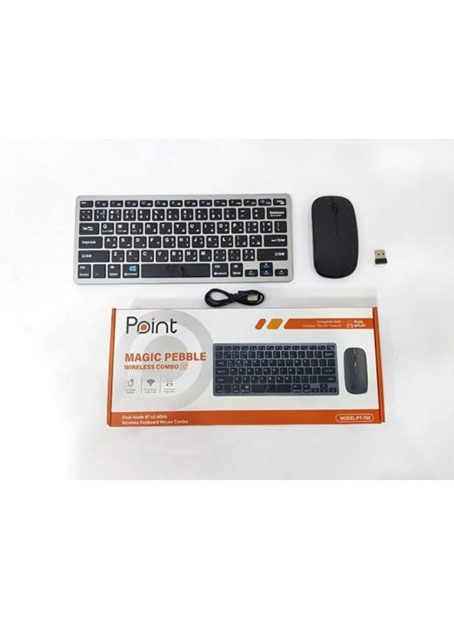 Wireless Keyboard and Mouse Combo PT-700 Full Size Ergonomic Set for Home Office and Work Use with Stable Wireless Connection and Easy Plug and Play Setup - Image 1