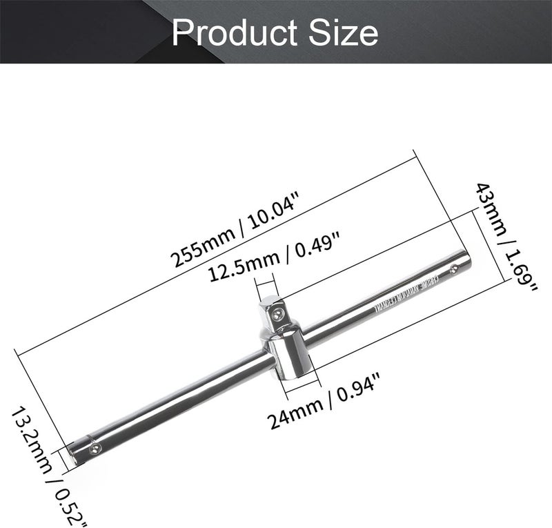 اتول مارت Utoolmart مفتاح شق قابل للتعديل بمقبض T ومُفك براغي انزلاقي بمقاس 1/2 بوصة، أداة يدوية، قطعة واحدة - Image 2