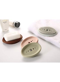 NILKANTH NIL KANTH 2 Pack Bathroom Soap Dishes Silicone Bar Soap Holder for Shower with Drain Easy to Clean Durable Extends Soap Life Soap Saver for Bathroom Counter Shower Green Brown  - Image 3