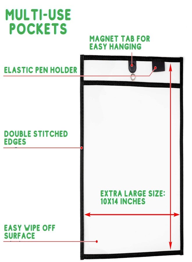 Two Point Magnetic Dry Erase Pockets by Two Point (10-Pack) - Portrait - Black Dry Erase Pocket Sleeves, Job Shop Ticket Holders, Clear Paper Sleeves Protector, Magnetic Folder Pouch - Image 3