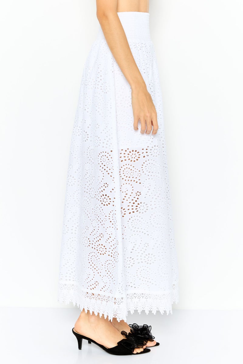 GUESS Women Eyelet Maxi Skit, White - Image 3
