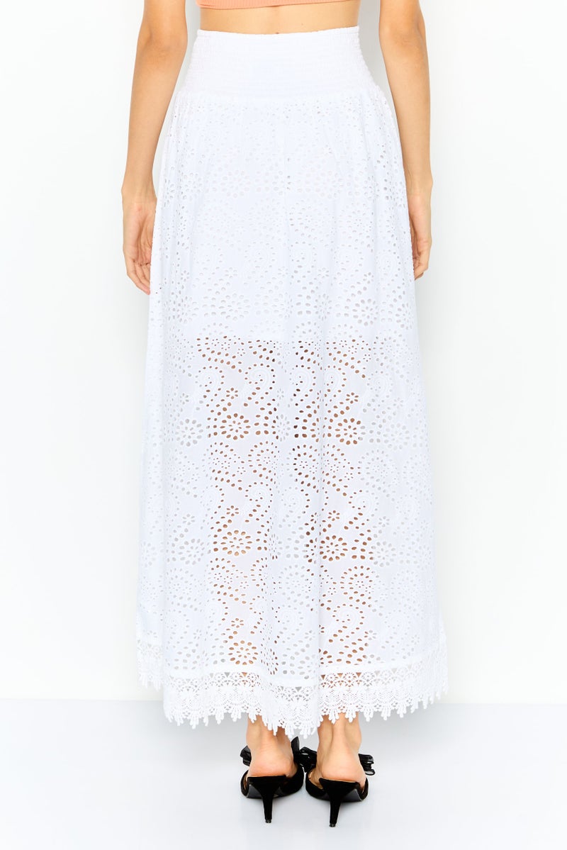 GUESS Women Eyelet Maxi Skit, White - Image 2