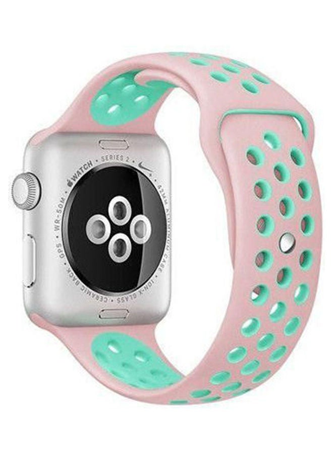 NIBEMINENT Silicon Sports Watch Band Strap For Apple Pink / Green - Image 1