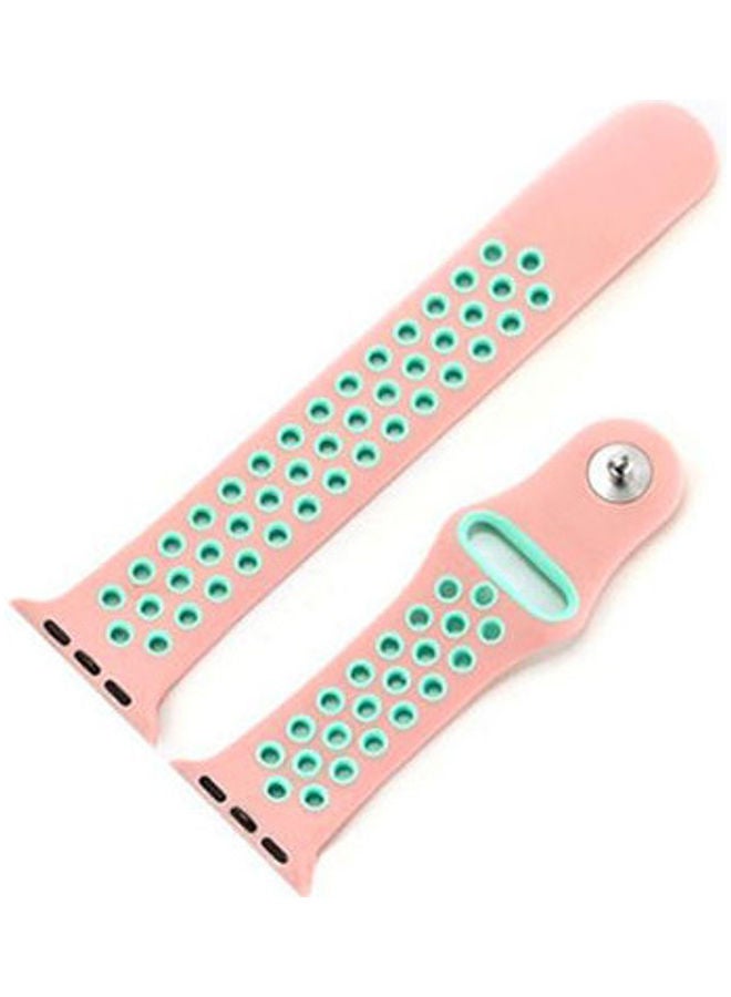 NIBEMINENT Silicon Sports Watch Band Strap For Apple Pink / Green - Image 3