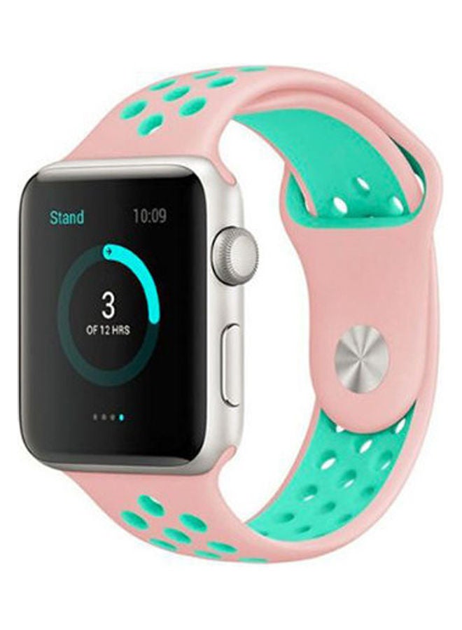 NIBEMINENT Silicon Sports Watch Band Strap For Apple Pink / Green - Image 2