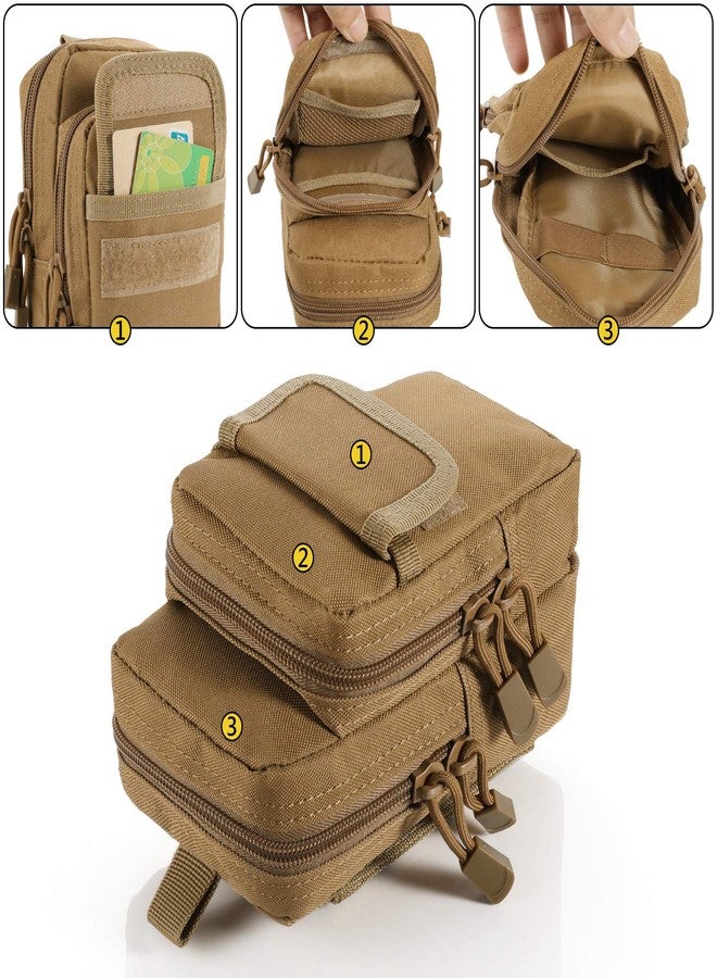 FRTKK حقائب FRTKK Molle عبوة من قطعتين - حقائب تكتيكية صغيرة الحجم مقاومة للماء للاستخدام اليومي (مرفقة رقعة) (عبوة من قطعتين - لون تان 2) - Image 3