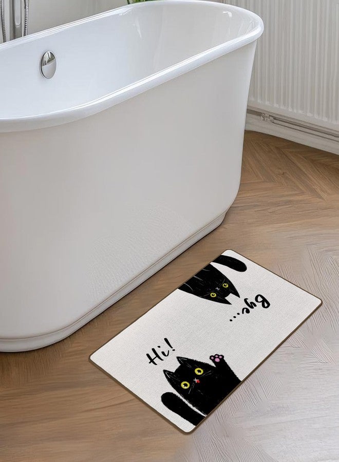 Tzhim Funny Cat Door Mat, Black Cat Front Door Mat Outside Indoor Entrance, Hi Bye Funny Black Kitty Kitten Decorative Outdoor Doormats for Home Bedroom House Entryway, 17x29in - Image 3