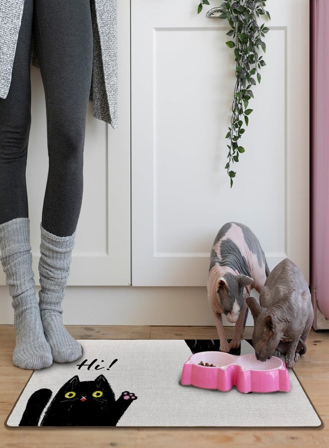Tzhim Funny Cat Door Mat, Black Cat Front Door Mat Outside Indoor Entrance, Hi Bye Funny Black Kitty Kitten Decorative Outdoor Doormats for Home Bedroom House Entryway, 17x29in - Image 4