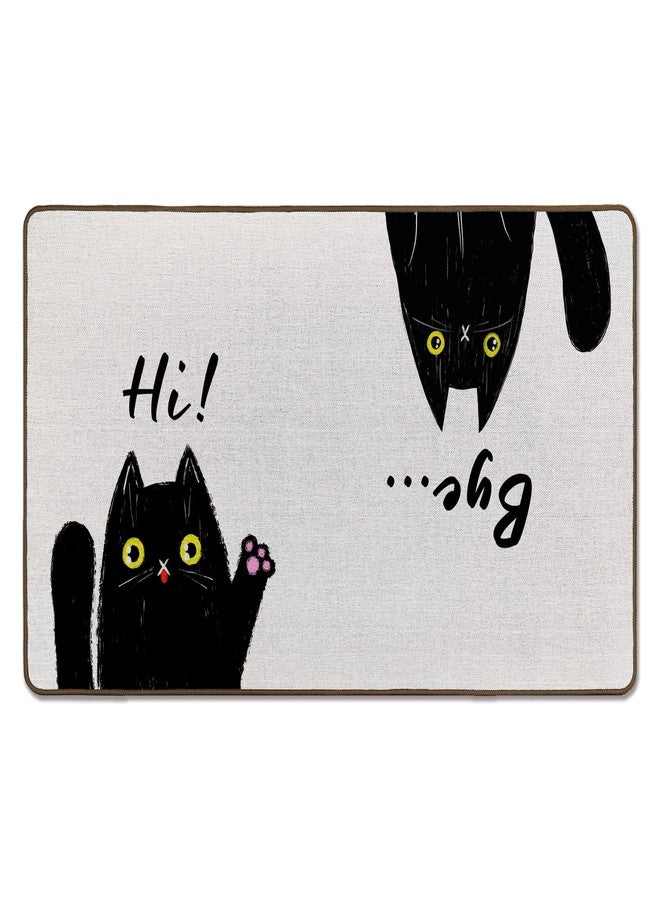 Tzhim Funny Cat Door Mat, Black Cat Front Door Mat Outside Indoor Entrance, Hi Bye Funny Black Kitty Kitten Decorative Outdoor Doormats for Home Bedroom House Entryway, 17x29in - Image 1