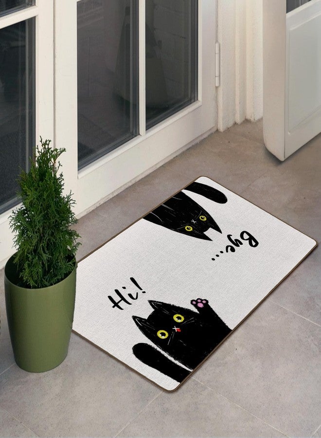 Tzhim Funny Cat Door Mat, Black Cat Front Door Mat Outside Indoor Entrance, Hi Bye Funny Black Kitty Kitten Decorative Outdoor Doormats for Home Bedroom House Entryway, 17x29in - Image 5