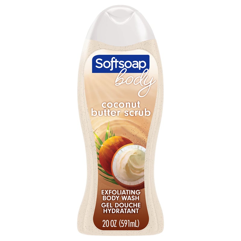 Softsoap Body Wash Exfoliating Scrub, Coconut Butter Scent, 20 oz Bottle - Image 1