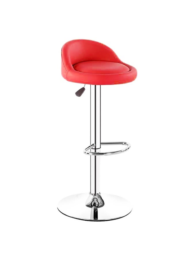 Bar Stool, PU Leather Padded Barstool with Back and Footrest, Height Adjustable Counter Height Swivel High Stool for Bar, Kitchen Island, Dining Room, Red - Image 5