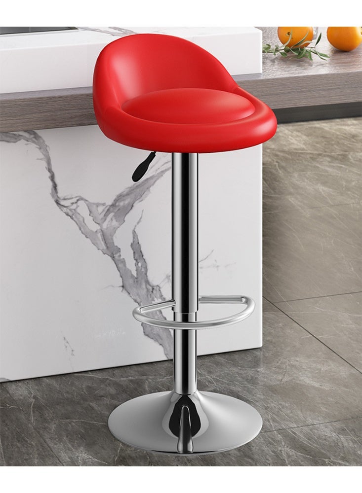 Bar Stool, PU Leather Padded Barstool with Back and Footrest, Height Adjustable Counter Height Swivel High Stool for Bar, Kitchen Island, Dining Room, Red - Image 1