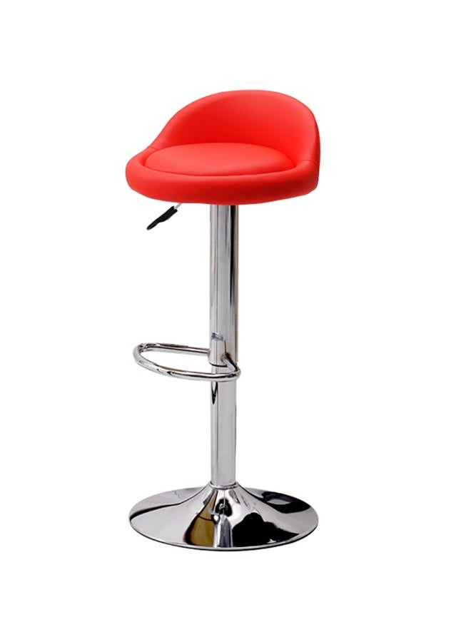 Bar Stool, PU Leather Padded Barstool with Back and Footrest, Height Adjustable Counter Height Swivel High Stool for Bar, Kitchen Island, Dining Room, Red - Image 4