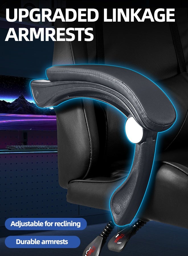 VINNYSEN Gaming Chair Computer Chair with Lumbar Support Height Adjustable Game Chair with 360°-Swivel Seat and Headrest and for Office or Gaming - Image 4