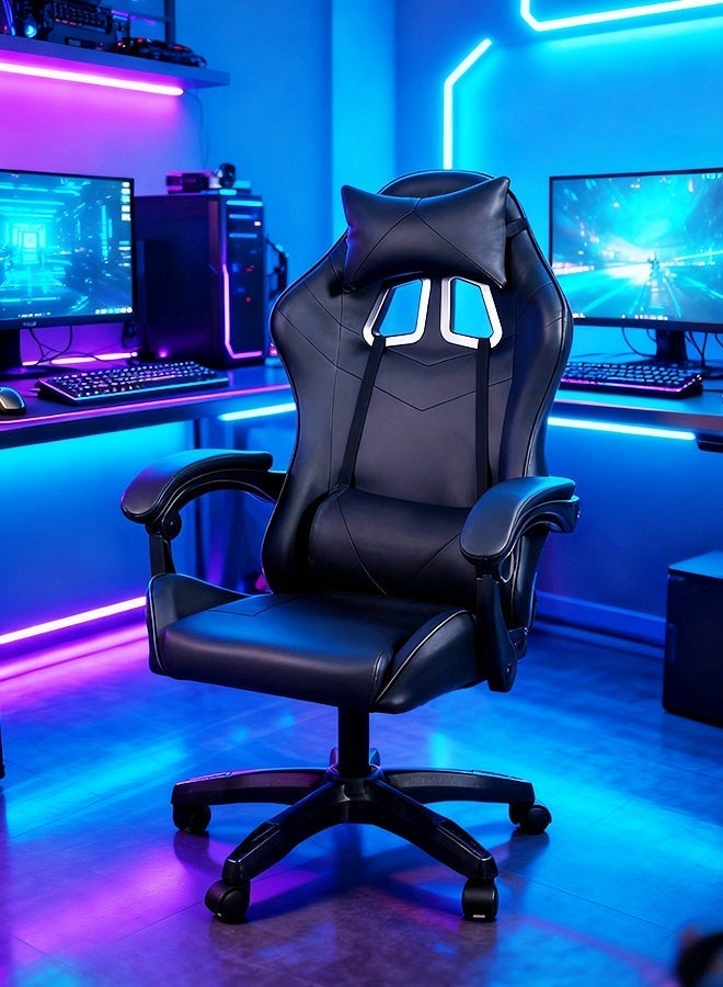 VINNYSEN Gaming Chair Computer Chair with Lumbar Support Height Adjustable Game Chair with 360°-Swivel Seat and Headrest and for Office or Gaming - Image 2