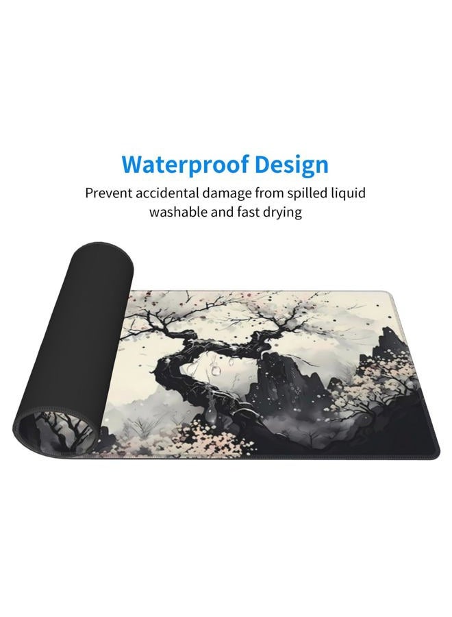Brecoy Extended Gaming Mouse Pad, Large Gaming Mouse Waterproof with Stitched Edges, Non-Slip Desktop Pad for Home and Office, Level Up Your 31.5x11.8 Inch… (wash painting) - Image 3