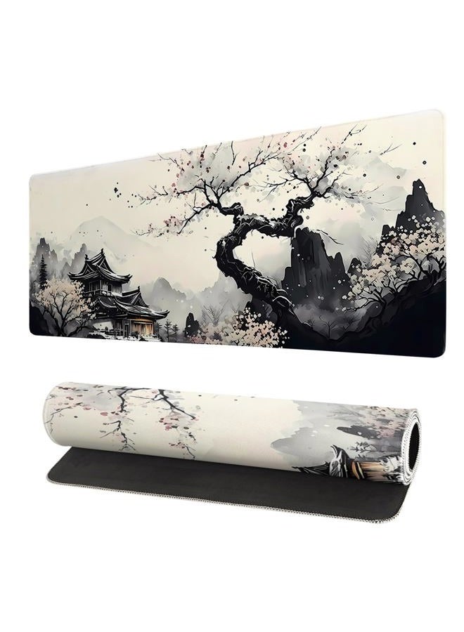 Brecoy Extended Gaming Mouse Pad, Large Gaming Mouse Waterproof with Stitched Edges, Non-Slip Desktop Pad for Home and Office, Level Up Your 31.5x11.8 Inch… (wash painting) - Image 1