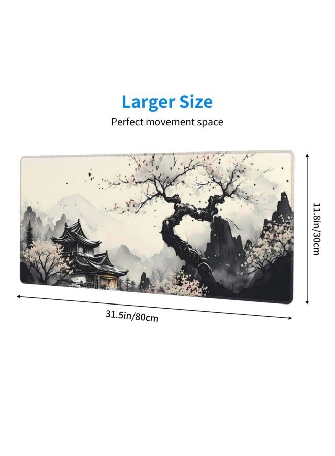 Brecoy Extended Gaming Mouse Pad, Large Gaming Mouse Waterproof with Stitched Edges, Non-Slip Desktop Pad for Home and Office, Level Up Your 31.5x11.8 Inch… (wash painting) - Image 2