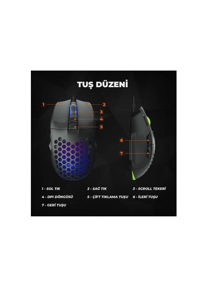 Lecoo MS107 Wired Gaming Mouse with 7 Buttons and 3200 DPI - Ergonomic Design-black - Image 4