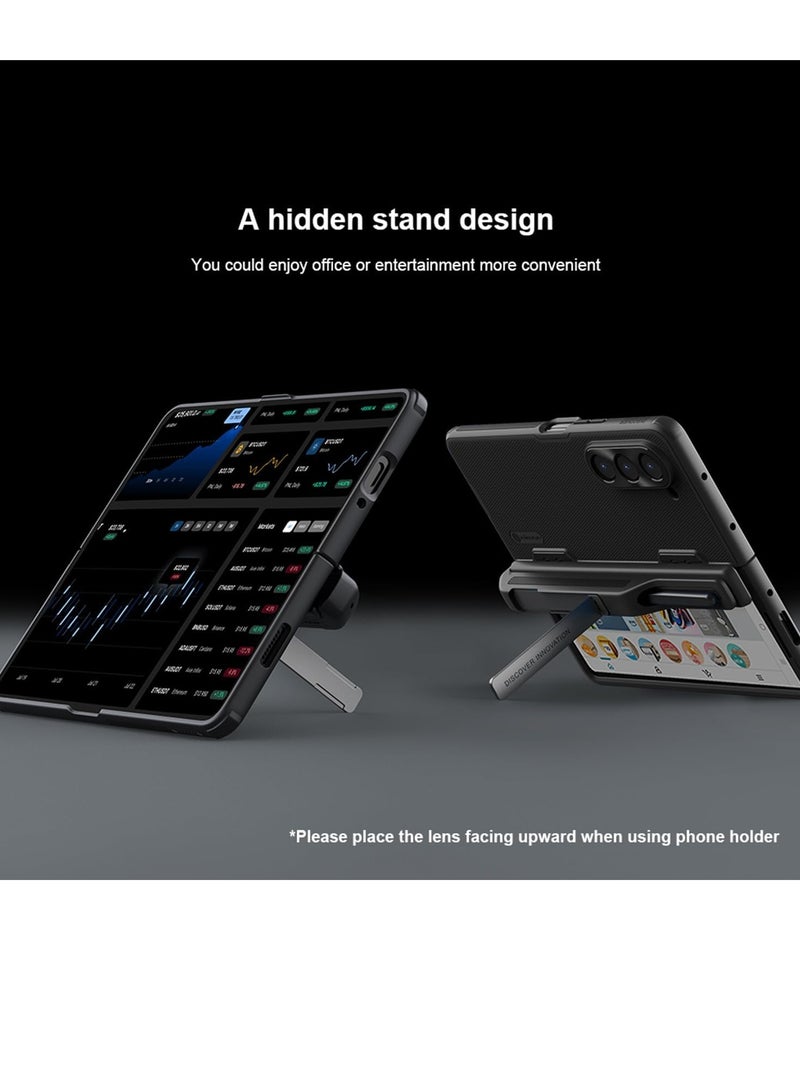 Nillkin for Samsung Galaxy Z Fold 5 Case with Pen Holder,Hinged Cover Built-in with Pen Slot; with Screen Protector and Adjustable Bracket,Slim and Drop Resistant Case for Galaxy Z Fold 5 5G (Black) - Image 4