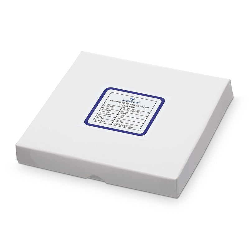 Supertek Grade 40 Ashless 150 mm Filter Paper | Quantitative Round Sheets Pack of 100 | Chemistry Lab Experiments for Schools or Laboratory Activities - Image 2