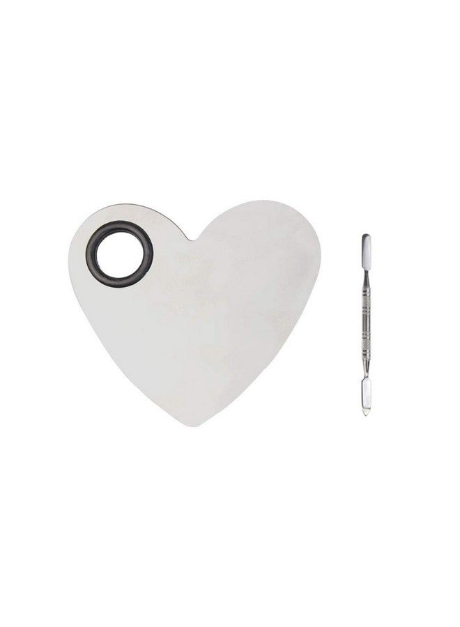 obmwang Stainless Steel Heart Shaped Makeup Palette Spatula - Makeup Artist Makeup Enthusiast Tools for Blending Cosmetic Foundation Shades - Image 1