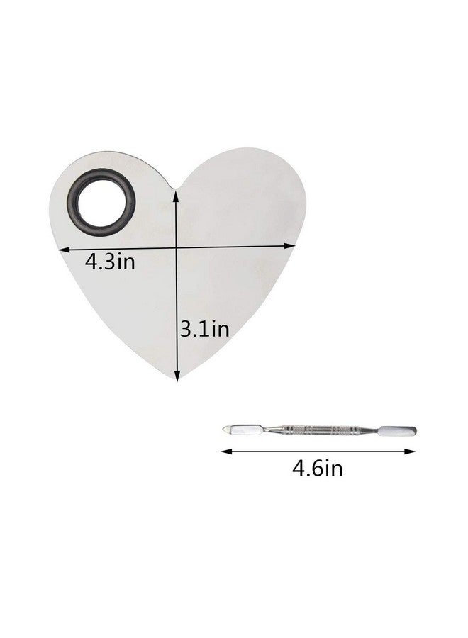 obmwang Stainless Steel Heart Shaped Makeup Palette Spatula - Makeup Artist Makeup Enthusiast Tools for Blending Cosmetic Foundation Shades - Image 2