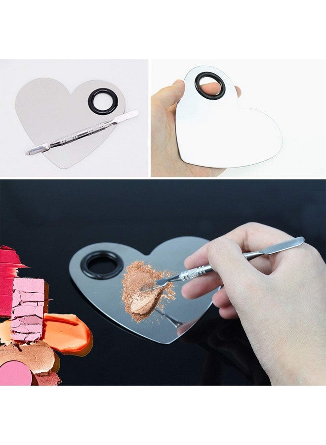 obmwang Stainless Steel Heart Shaped Makeup Palette Spatula - Makeup Artist Makeup Enthusiast Tools for Blending Cosmetic Foundation Shades - Image 4