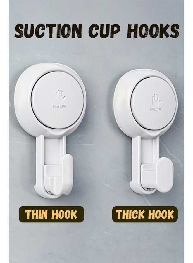 2 pack Suction Cup Hooks, White Powerful Vacuum Suction Hanger, Waterproof shower punch-free hook Reusable Vacuum Suction Hooks for Bathroom Kitchen  - Image 1