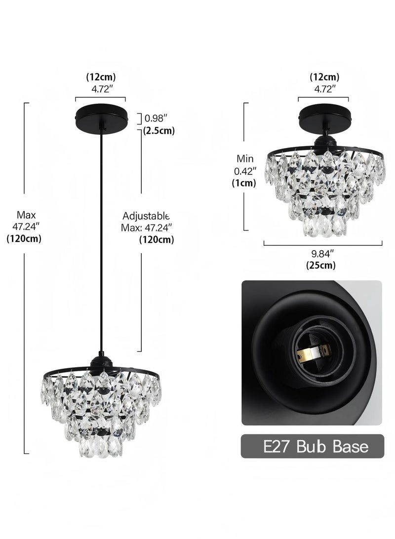 لوبيتيز كلاسيك بلاك كريستال قلادة مصغرة قلادة كريستال ( 47.24 بوصة ارتفاع قابل للتعديل ، 25cm / 9.87 بوصة في القطر ، E27 مصباح قاعدة ، باستثناء المصابيح الكهربائية ) الثريا الحديثة ، والممرات ، وغرف النوم والممرات الثريا فريدة من نوعها - Image 3