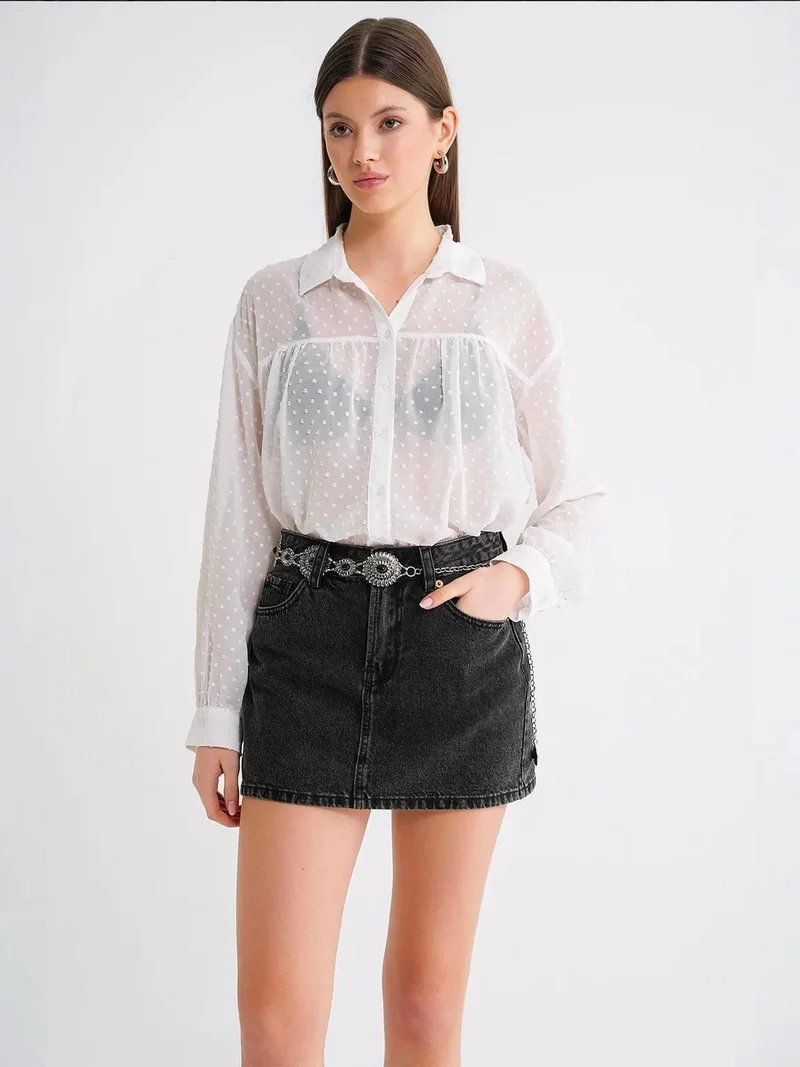 MixRay Mixray Buttoned Transparent Blouse